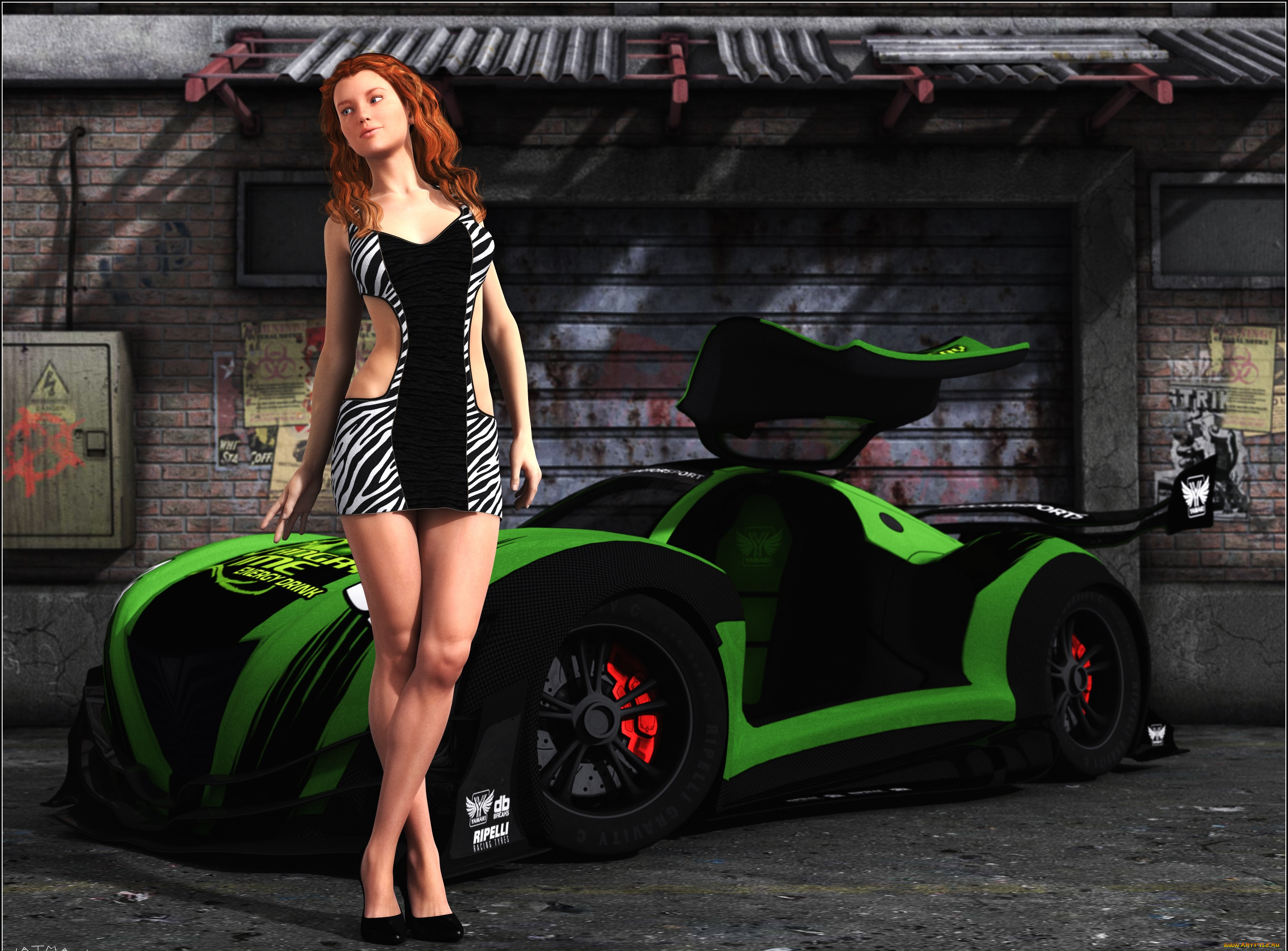 , 3d car&girl, , , 